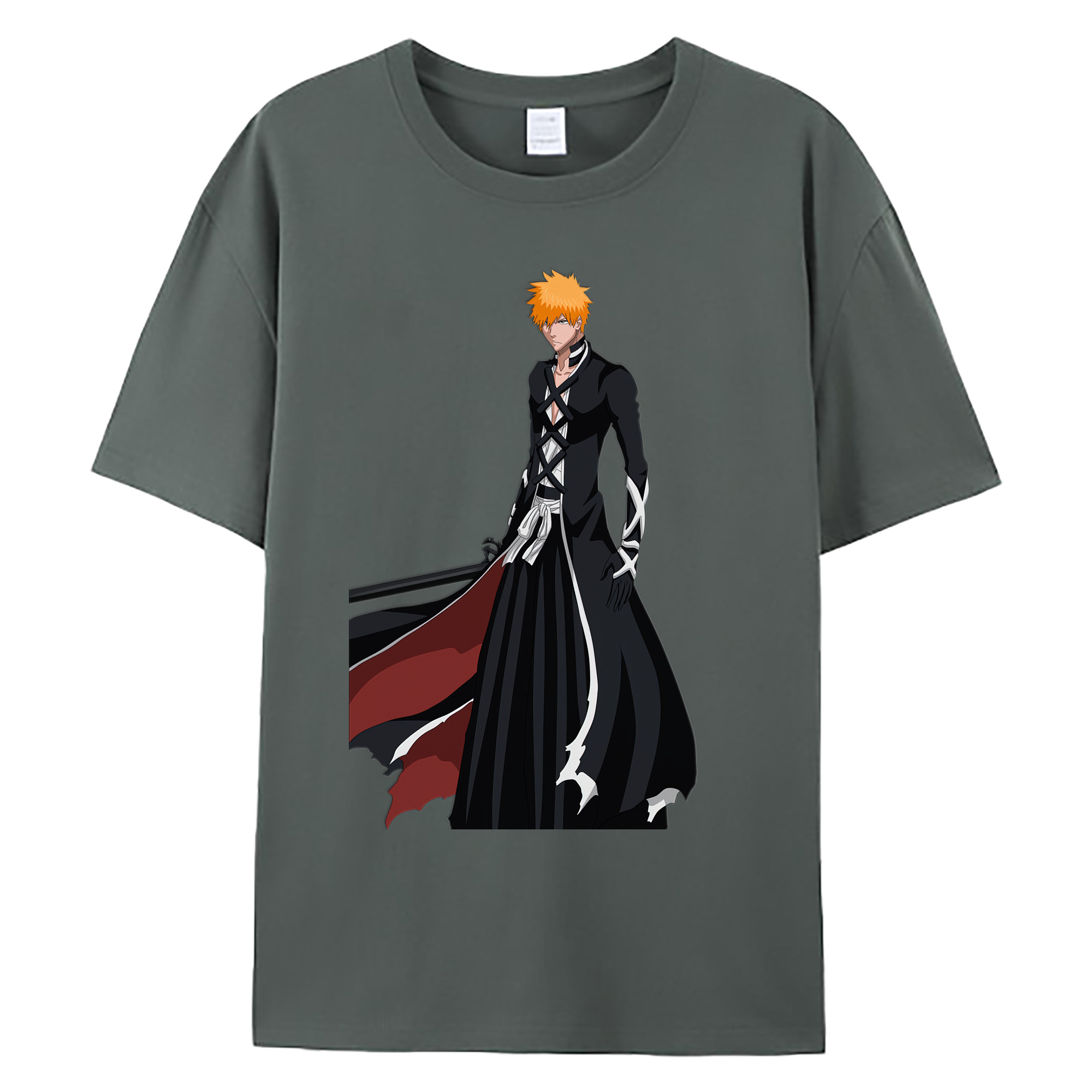 （画像用） ブリーチ 黒崎一護（くろさき いちご）BLEACH Kurosaki Ichigo 綿100％ メンズ半袖Tシャツ｜肌触りやわらか＆通気性